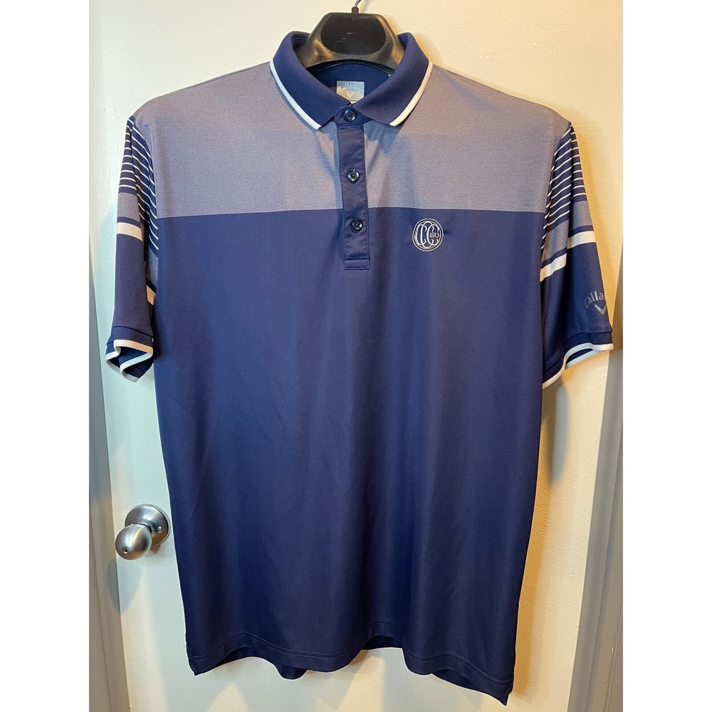 Callaway Opti-Dri Mens Large Blue Grey Colorblock CC 1913 Golf Polo SU26644